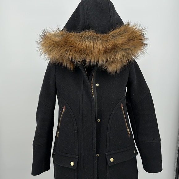 J. Crew Jackets & Blazers - J. Crew Chateau parka jacket zip Coat Black Wool 0 petite